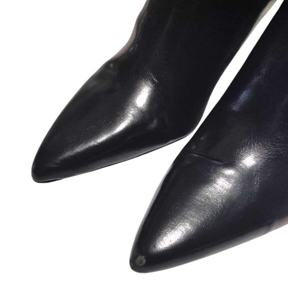 Zara Faux Leather Pointed Toe Geometric Heel Zipper Ankle Booties Womens Size 37 - Picture 8 of 9